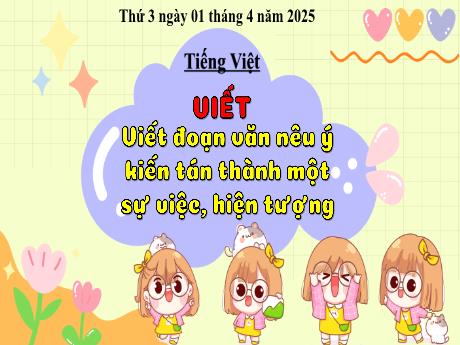 Bài giảng Tiếng Việt Lớp 5 (Kết nối tri thức) - Chủ đề 7: Tiếp bước cha ông - Bài 21: Viết đoạn văn nêu ý kiến tán thành một sự việc, hiện tượng - Năm học 2024-2025