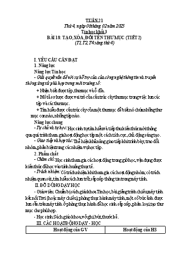Giáo án môn Tin học Lớp 3+4+5 - Tuần 21 - Năm học 2024-2025 - Trần Thị Thu Hoài