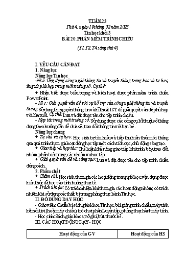 Giáo án môn Tin học Lớp 3+4+5 - Tuần 23 - Năm học 2024-2025 - Trần Thị Thu Hoài