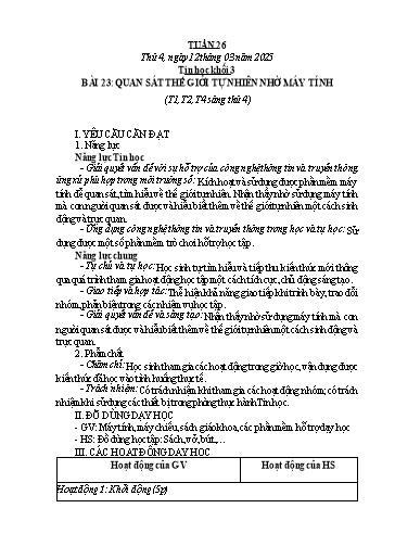 Giáo án môn Tin học Lớp 3+4+5 - Tuần 26 - Năm học 2024-2025 - Trần Thị Thu Hoài