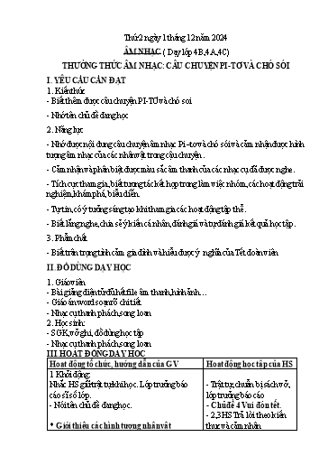 Kế hoạch bài dạy Âm Nhạc Lớp 4+5 - Tuần 15 - Năm học 2024-2025 - Nguyễn Thị Hiền Thương