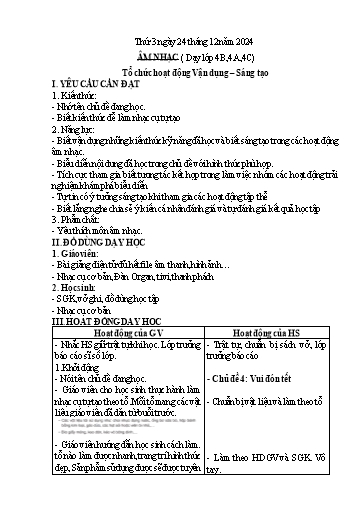 Kế hoạch bài dạy Âm Nhạc Lớp 4+5 - Tuần 16 - Năm học 2024-2025 - Nguyễn Thị Hiền Thương