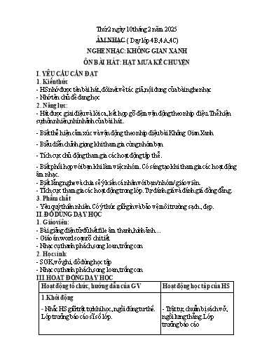 Kế hoạch bài dạy Âm Nhạc Lớp 4+5 - Tuần 22 - Năm học 2024-2025 - Nguyễn Thị Hiền Thương
