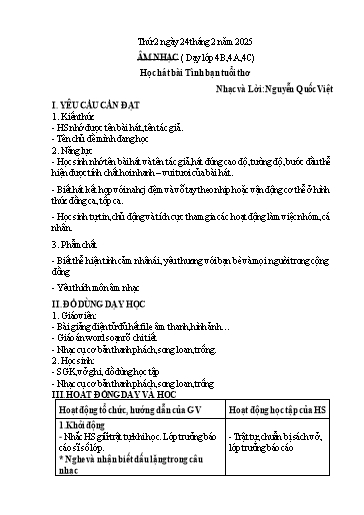 Kế hoạch bài dạy Âm Nhạc Lớp 4+5 - Tuần 24 - Năm học 2024-2025 - Nguyễn Thị Hiền Thương