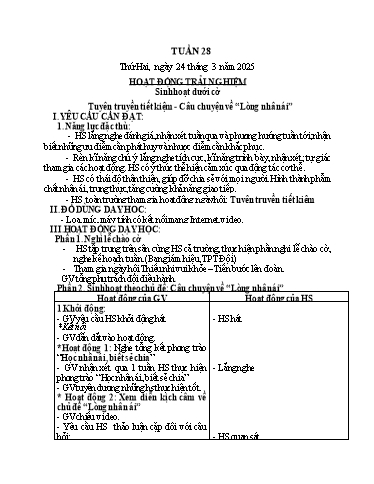 Kế hoạch bài dạy các môn Lớp 3 - Tuần 28 - Năm học 2024-2025 - Trần Thị Mai Hương