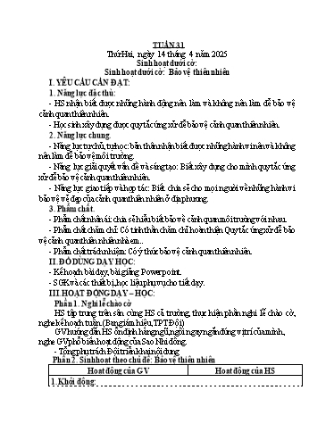 Kế hoạch bài dạy các môn Lớp 3 - Tuần 31 - Năm học 2024-2025 - Trần Thị Mai Hương