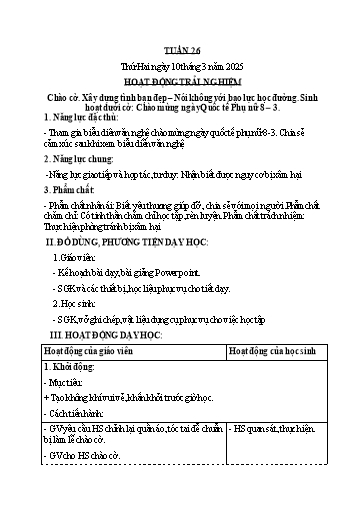Kế hoạch bài dạy các môn Lớp 4 - Tuần 26 - Năm học 2024-2025 - Ngụy Thị Hồng Thủy