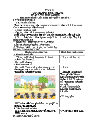 Kế hoạch bài dạy các môn Lớp 4 - Tuần 26 - Năm học 2024-2025 - Phan Thị Thu Hường