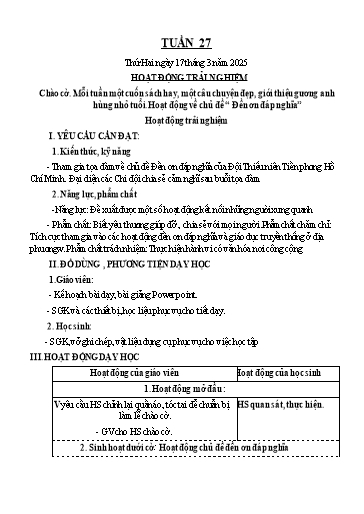 Kế hoạch bài dạy các môn Lớp 4 - Tuần 27 - Năm học 2024-2025 - Ngụy Thị Hồng Thủy