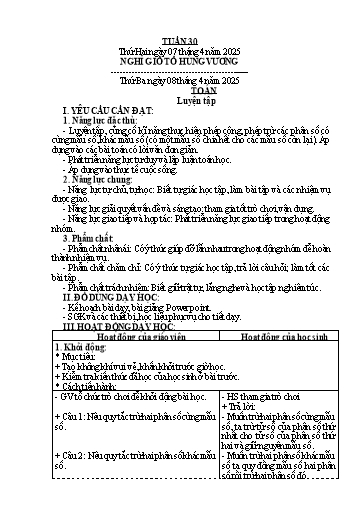Kế hoạch bài dạy các môn Lớp 4 - Tuần 30 - Năm học 2024-2025 - Phan Thị Thu Hường