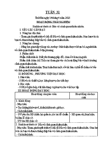 Kế hoạch bài dạy các môn Lớp 4 - Tuần 31 - Năm học 2024-2025 - Ngụy Thị Hồng Thủy