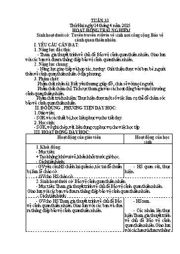Kế hoạch bài dạy các môn Lớp 4 - Tuần 31 - Năm học 2024-2025 - Phan Thị Thu Hường