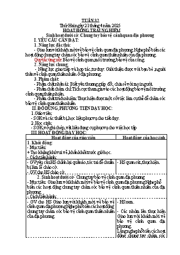 Kế hoạch bài dạy các môn Lớp 4 - Tuần 32 - Năm học 2024-2025 - Phan Thị Thu Hường