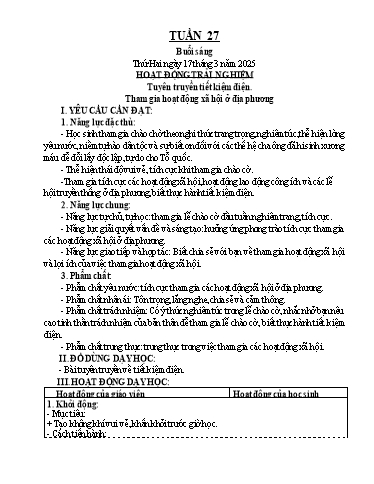 Kế hoạch bài dạy các môn Lớp 5 - Tuần 27 - Năm học 2024-2025 - Hoàng Thị Minh Ngọc