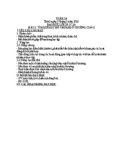 Kế hoạch bài dạy Đạo đức + Âm nhạc Khối Tiểu học - Tuần 26 - Năm học 2024-2025 - Nguyễn Thị Kim Quy
