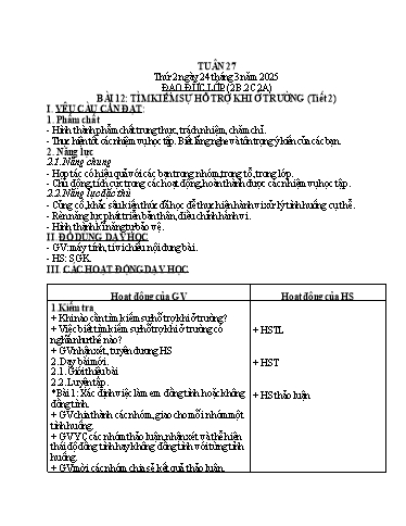Kế hoạch bài dạy Đạo đức + Âm nhạc Khối Tiểu học - Tuần 27 - Năm học 2024-2025 - Nguyễn Thị Kim Quy