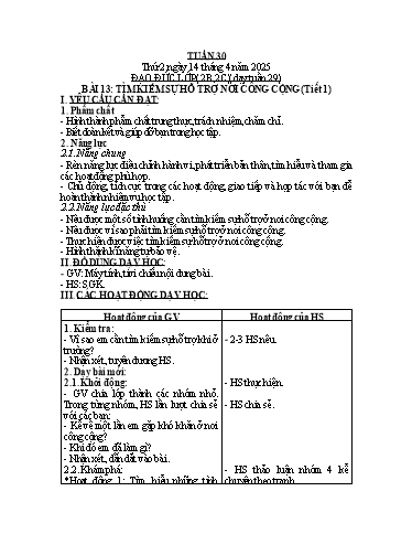 Kế hoạch bài dạy Đạo đức + Âm nhạc Khối Tiểu học - Tuần 30 - Năm học 2024-2025 - Nguyễn Thị Kim Quy