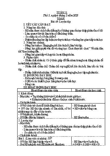 Kế hoạch bài dạy Lớp 3 - Tuần 21 - Năm học 2024-2025 - Hoàng Thị Thùy