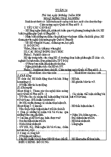 Kế hoạch bài dạy Lớp 3 - Tuần 24 - Năm học 2024-2025 - Hoàng Thị Thùy