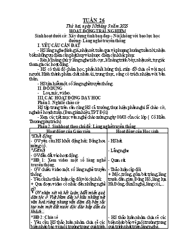 Kế hoạch bài dạy Lớp 3 - Tuần 26 - Năm học 2024-2025 - Hoàng Thị Thùy