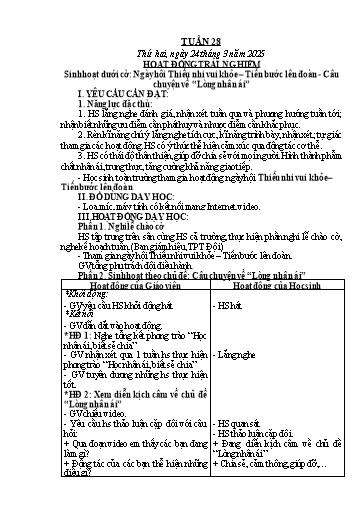 Kế hoạch bài dạy Lớp 3 - Tuần 28 - Năm học 2024-2025 - Hoàng Thị Thùy