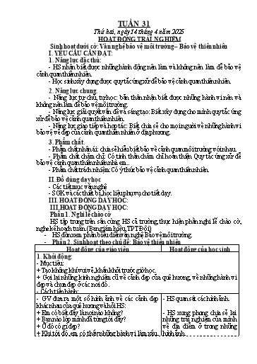 Kế hoạch bài dạy Lớp 3 - Tuần 31 - Năm học 2024-2025 - Hoàng Thị Thùy