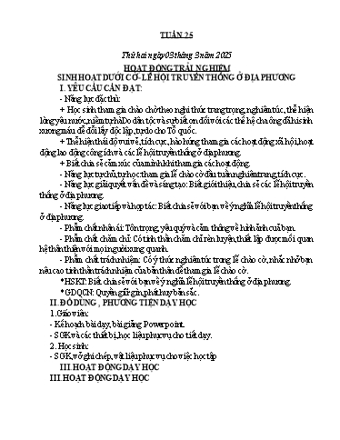 Kế hoạch bài dạy Lớp 5 - Tuần 25 - Năm học 2024-2025 - Hoàng Thị Nhung