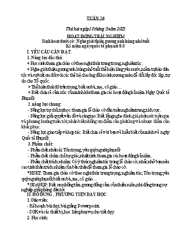 Kế hoạch bài dạy Lớp 5 - Tuần 26 - Năm học 2024-2025 - Hoàng Thị Nhung