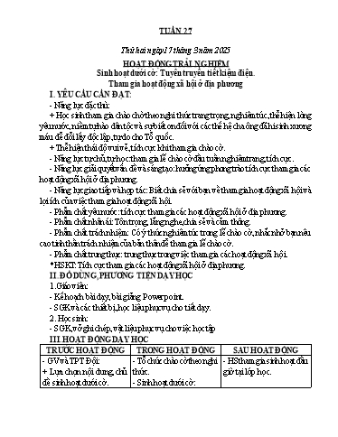 Kế hoạch bài dạy Lớp 5 - Tuần 27 - Năm học 2024-2025 - Hoàng Thị Nhung