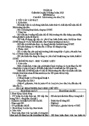 Kế hoạch bài dạy Mĩ thuật & Hoạt động trải nghiệm Khối Tiểu học - Tuần 26 - Năm học 2024-2025 - Đinh Thị Thu