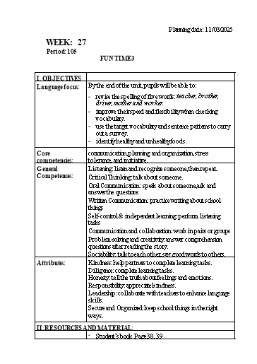 Kế hoạch bài dạy Tiếng Anh Lớp 3 - Tuần 27 - Unit 16: My pets - Năm học 2024-2025 - Lê Thị Huyền