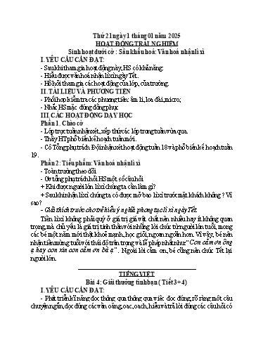 Kế hoạch bài dạy Toán + Tiếng Việt Lớp 1 (Kết nối tri thức) - Tuần 20 - Năm học 2024-2025 - Nguyễn Thị Hải Yến