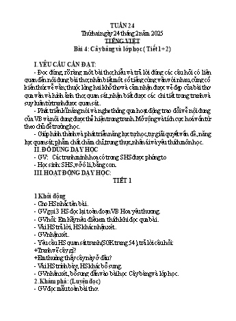 Kế hoạch bài dạy Toán + Tiếng Việt Lớp 1 (Kết nối tri thức) - Tuần 24 - Năm học 2024-2025 - Nguyễn Thị Hải Yến