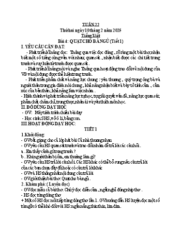 Kế hoạch bài dạy Toán + Tiếng Việt Lớp 1 - Tuần 22 - Năm học 2024-2025 - Nguyễn Thị Hoa
