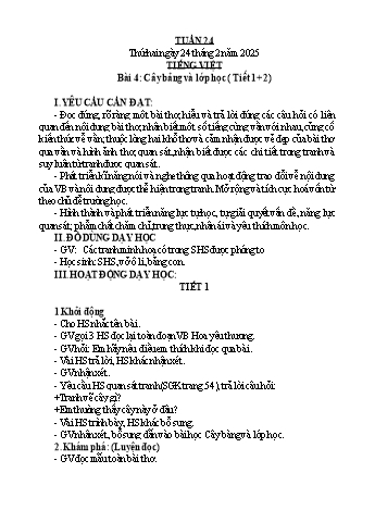 Kế hoạch bài dạy Toán + Tiếng Việt Lớp 1 - Tuần 24 - Năm học 2024-2025 - Nguyễn Thị Hoa