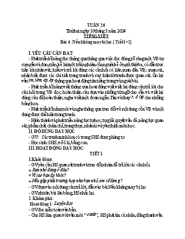 Kế hoạch bài dạy Toán + Tiếng Việt Lớp 1 - Tuần 26 - Năm học 2024-2025 - Nguyễn Thị Hoa