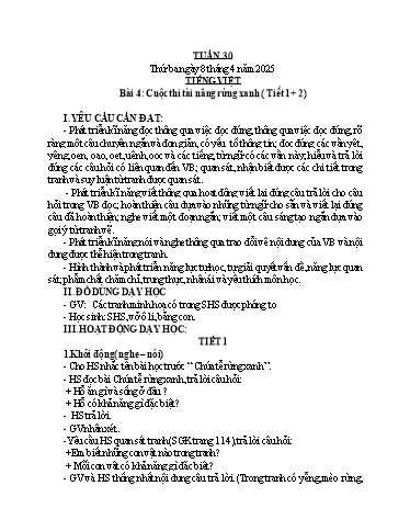 Kế hoạch bài dạy Toán + Tiếng Việt Lớp 1 - Tuần 30 - Năm học 2024-2025 - Nguyễn Thị Hoa