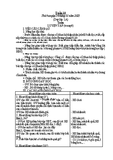 Kế hoạch bài dạy Toán & Tiếng Việt Lớp 1+2 - Tuần 19 - Năm học 2024-2025 - Đặng Thị Thu Thủy