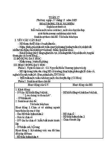 Kế hoạch bài dạy Toán + Tiếng Việt Lớp 2 - Tuần 27 - Năm học 2024-2025 - Phan Thị Thúy Hoa