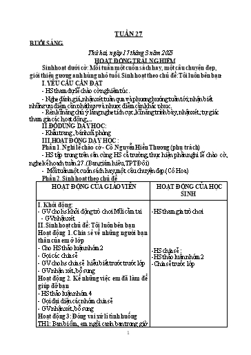 Kế hoạch bài dạy Toán + Tiếng Việt Lớp 2 - Tuần 27 - Năm học 2024-2025 - Lê Thị Thu Hà