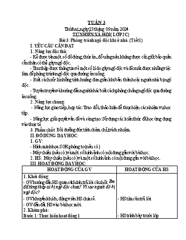 Kế hoạch bài dạy Tự nhiên và Xã hội & Khoa học Lớp 2+4 - Tuần 3 (Buổi chiều) - Năm học 2024-2025 - Lê Thị Quyên