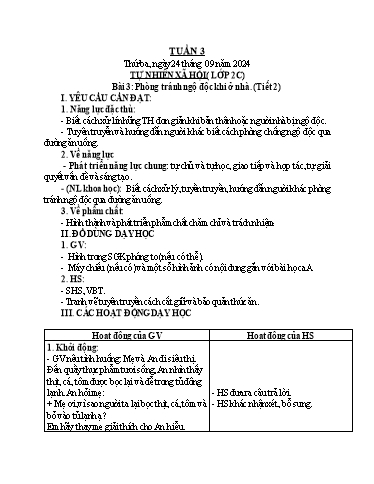 Kế hoạch bài dạy Tự nhiên và Xã hội & Khoa học Lớp 2+4 - Tuần 3 (Buổi sáng) - Năm học 2024-2025 - Lê Thị Quyên