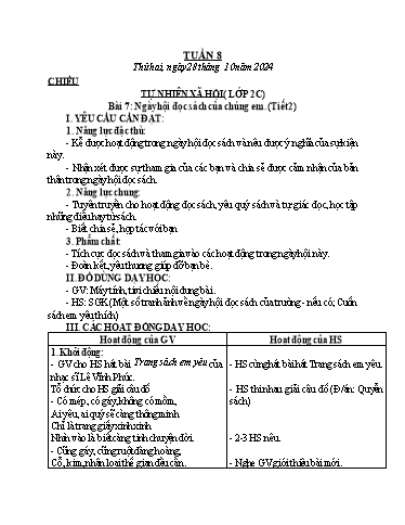 Kế hoạch bài dạy Tự nhiên và Xã hội & Khoa học Lớp 2+4 - Tuần 8 - Năm học 2024-2025 - Lê Thị Quyên
