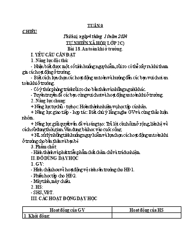Kế hoạch bài dạy Tự nhiên và Xã hội & Khoa học Lớp 2+4 - Tuần 9 - Năm học 2024-2025 - Lê Thị Quyên